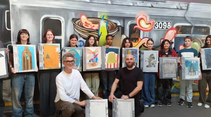Demokratie gestalten: Schülerinnen und Schüler der Schule am Ried entwerfen Mural für Frankfurt